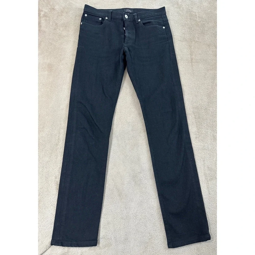 APC Petit Standard Jean Droit Etroit Black Denim Jeans Size 29(31) x 31 EUC